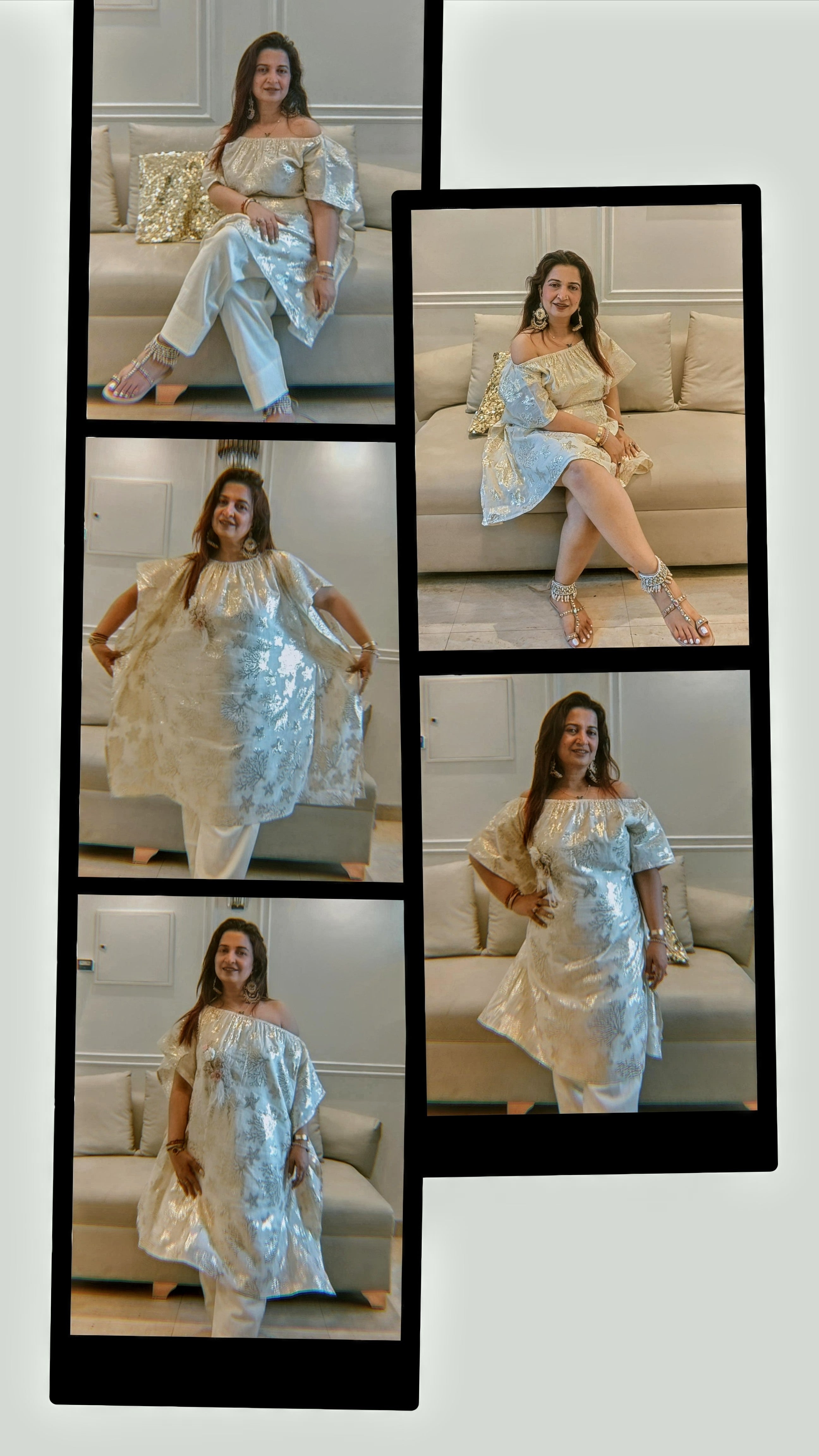 White n golden coord set cum dress